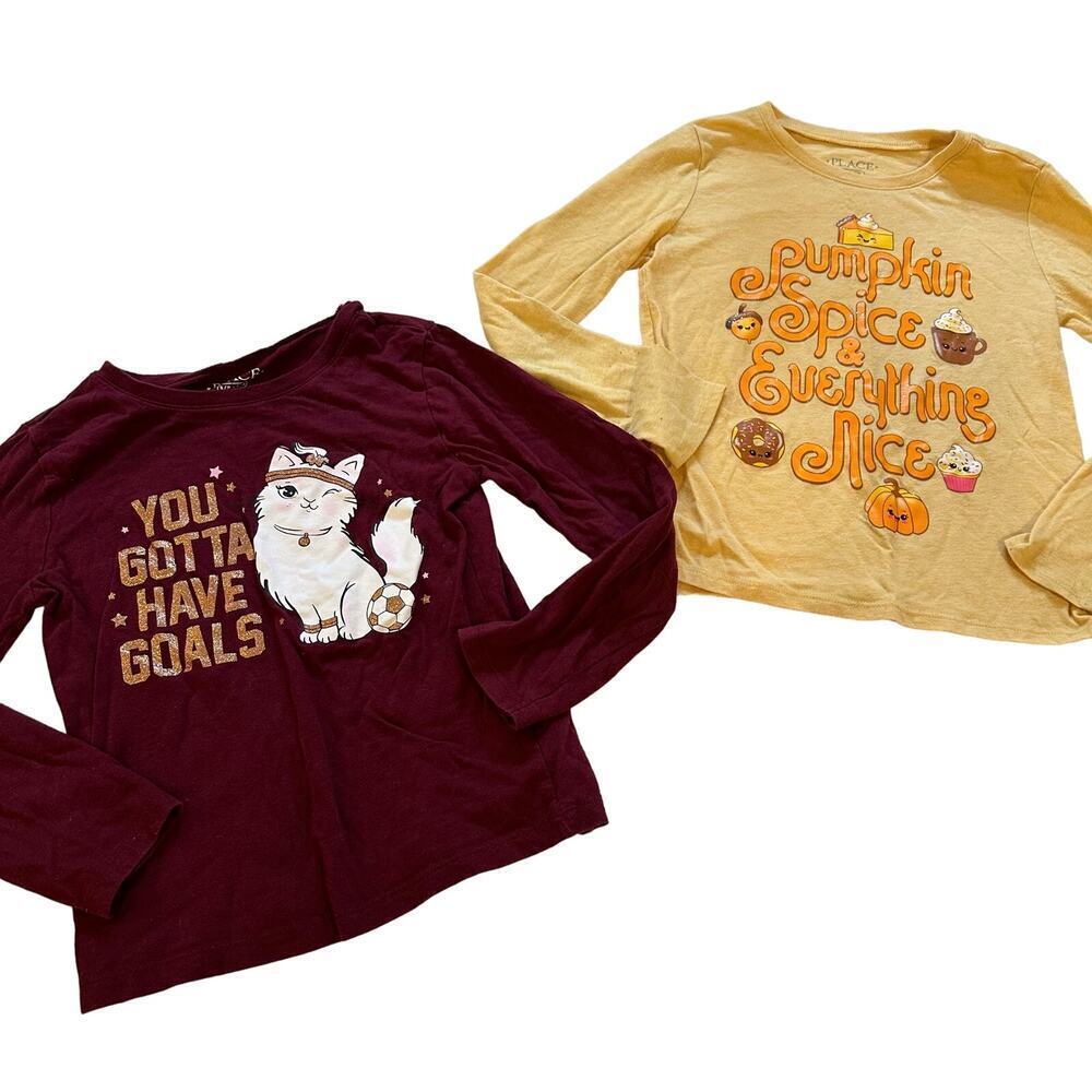 Bundle of Children's Place Long Sleeve Graphic tees sz 5-6